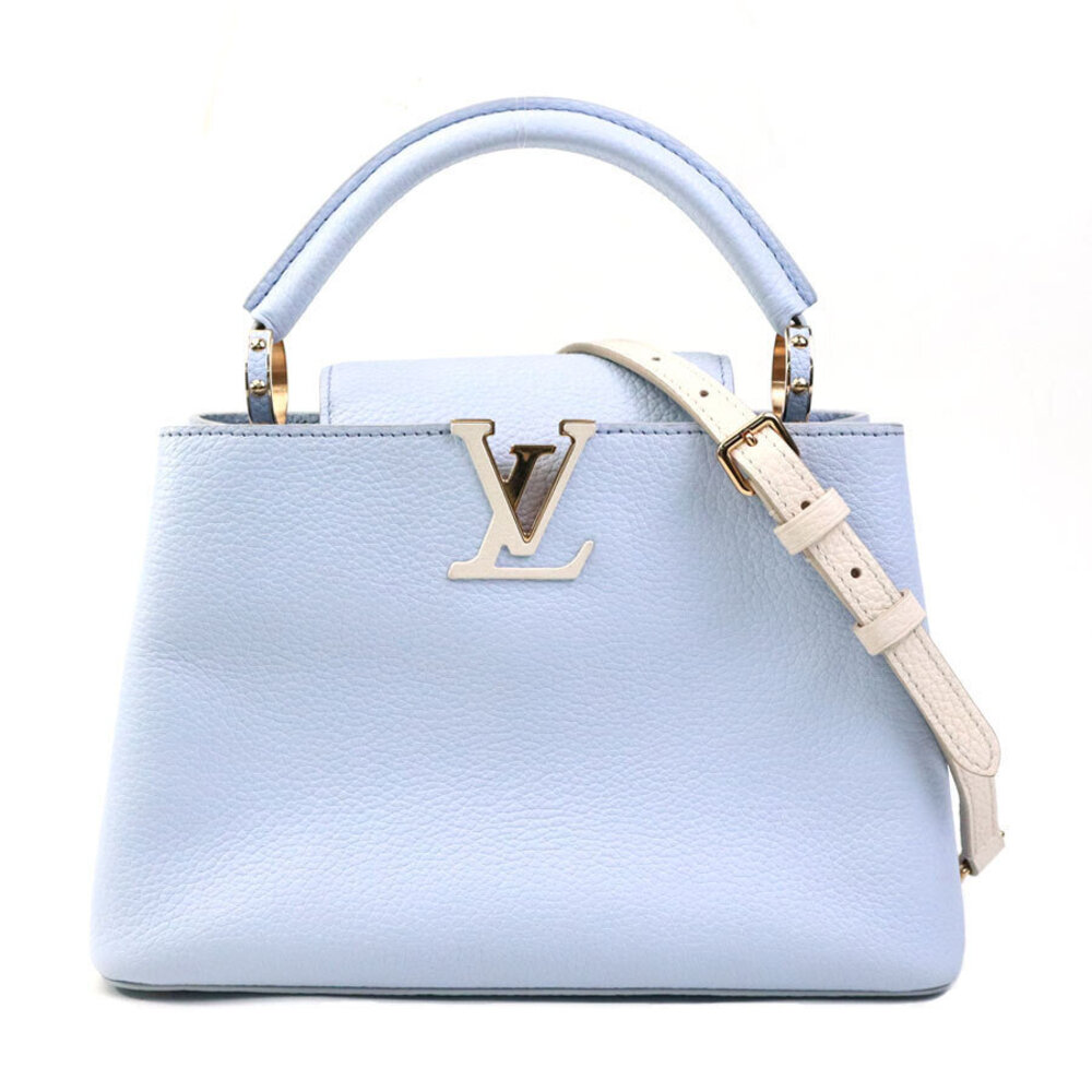 Louis Vuitton Capucines Leather 2Way Shoulder Bag Ivory White Purple